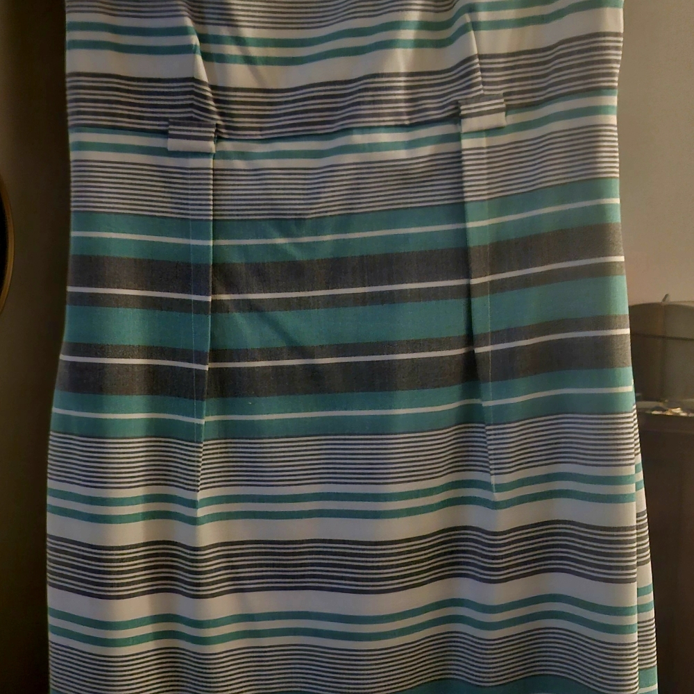 Teal Striped With Gray Pencil Dress